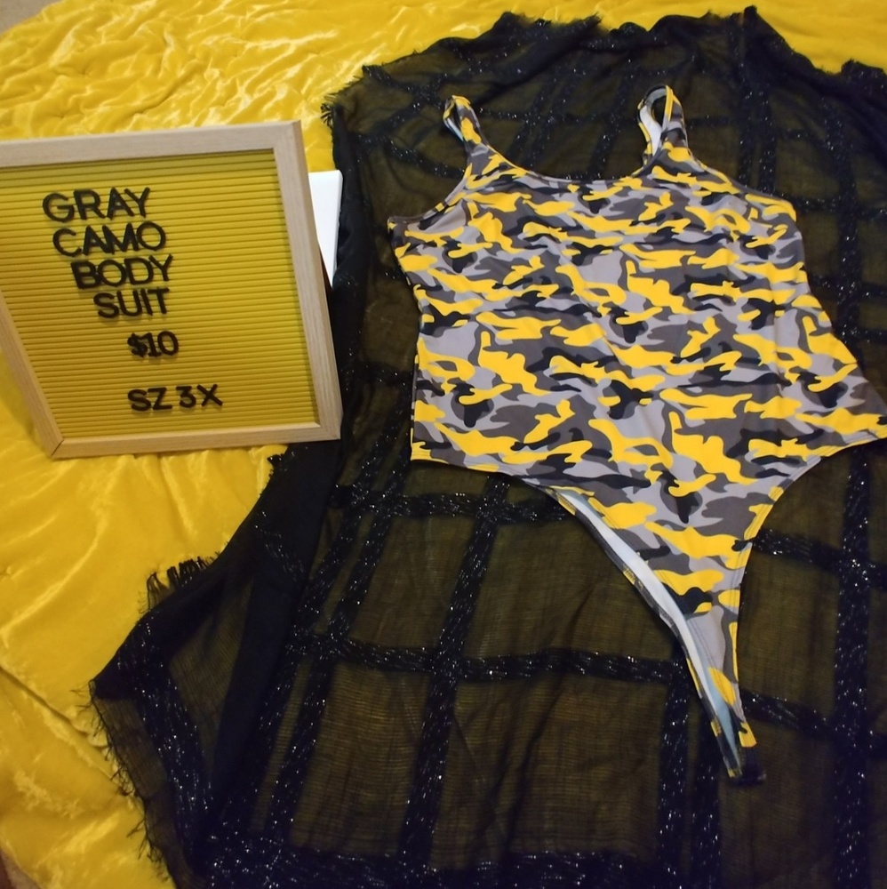Plus sz Gray Camo Body Suit
